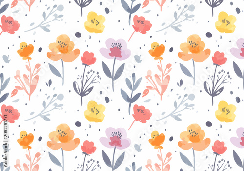 Soft Flower Pattern Background Featuring Vibrant Botanical Artwork