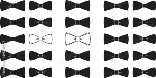 Foto Bow ties arranged in rows with a few outlined to show individuality against a wh