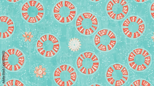 Template vector swim ring pattern fabric motif for summer decor design
