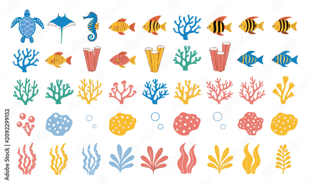 Obraz premium Educational Marine Life Graphic Set.