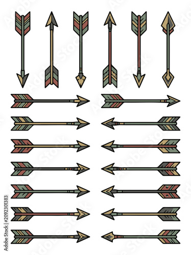 Fotografija Arrow Tattoo Design Vector Collection with Rustic Bohemian Style for Graphic Art