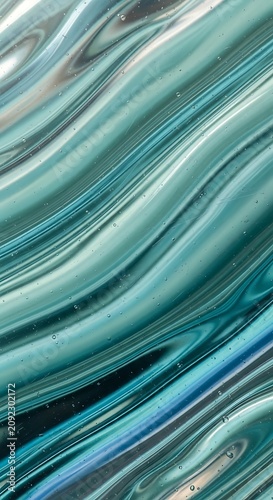 Abstract Teal and Blue Liquid Paint Swirl Texture.