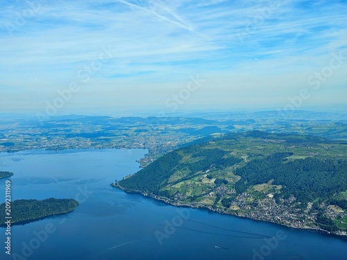 view from the lake lucerne at rigi, swiss