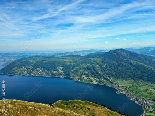 lake and mountains at rigi, swiss