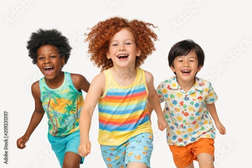 Joyful diverse children playing together