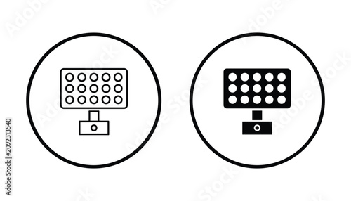 Quadro su tela High intensity LED floodlight panel icon set for stadium lighting and industrial