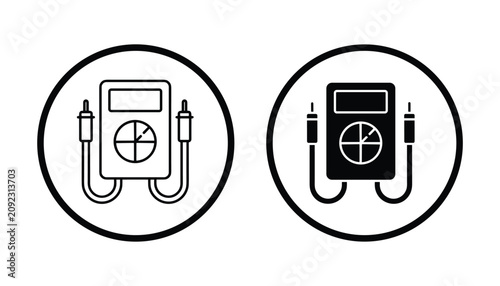 Tableau sur toile Digital multimeter electrical test tool icon set for voltage and current measure