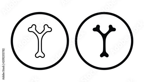 Foto Bone icon representing skeletal structure or orthopedic health in minimalist cir