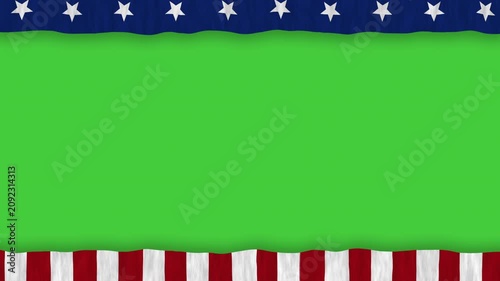 Patriotic USA Frame Animation with Waving Flag Border and Green Screen Center