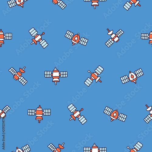 Vector Space satellite Seamless Pattern Background for Print Fabric Surface Fashion Wrapping