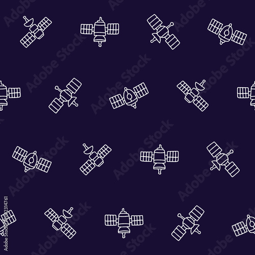 Outline Vector Space satellite Seamless Pattern Background for Print Fabric Surface Fashion Wrapping