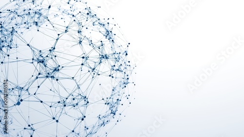 Minimal white background 3D globe formed by blue network paths clean modern illustration for international digital services and connectivity. 