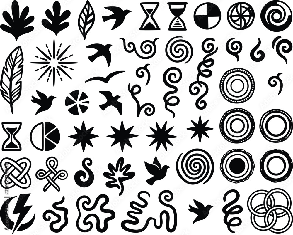 Fototapeta premium Decorative Abstract Shape and Nature Inspired Element Collection