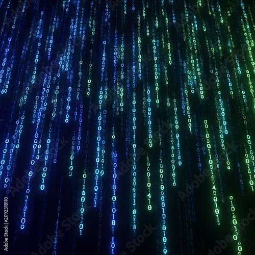 Binary code rain