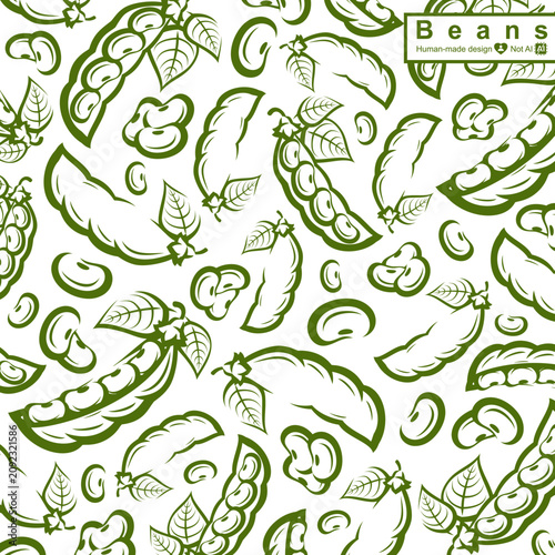 Beans pattern background set. Collection icon beans. Vector