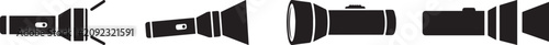 flashlight icon, solid black, white background, minimalist, sharp edges, vector style.