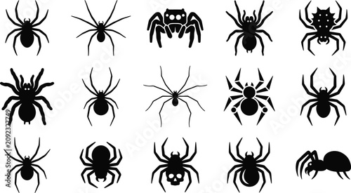 Φωτογραφία Halloween spider silhouettes collection diverse arachnid designs for spooky seas
