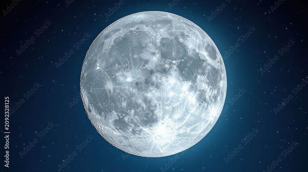 Obraz premium Bright full moon illuminates the night sky captivating viewers with its serene beauty