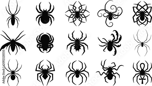 Photos Halloween spider silhouettes collection diverse arachnid designs for spooky seas