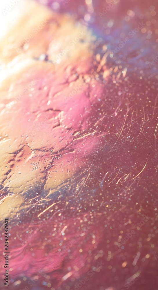 Fototapeta premium Abstract oil painting with vibrant pink and gold textures.