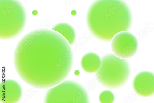 Aesthetic 3D flowing green scattered spheres isolated PNG, transparent background. Fresh bubble fizz close up element. Abstract ballon backdrop, blurred round pearl element banner.
