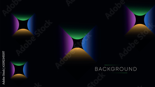 Tablou pe pânză Abstract glowing geometric neon floral shapes with colorful translucent petals f