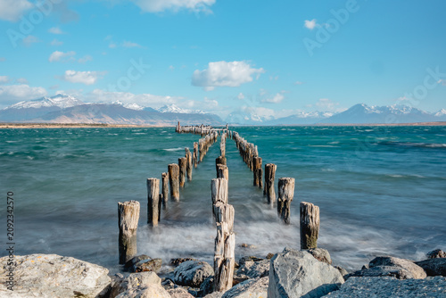 Old Pier (Muelle Historico) in Almirante Montt Gulf - Puerto Natales, Magallanes Region, Patagonia, Chile