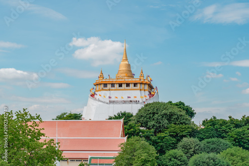 Golden Mountain or Wat Saket Ratcha Wora Maha Wihan, in Bangkok one of the tourist attraction and Landmarks of Thailand