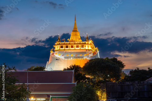 Golden Mountain or Wat Saket Ratcha Wora Maha Wihan, in Bangkok one of the tourist attraction and Landmarks of Thailand