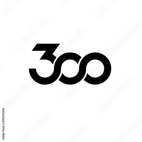 Modern Black 300 Logo Design with Stylized Interlocking Zeros on White Background