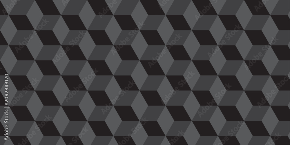Fototapeta premium Black cube seamless creative cubes decoration triangle wall and wallpaper textile vector square tile, mosaic endless repeat hexagon block texture background.