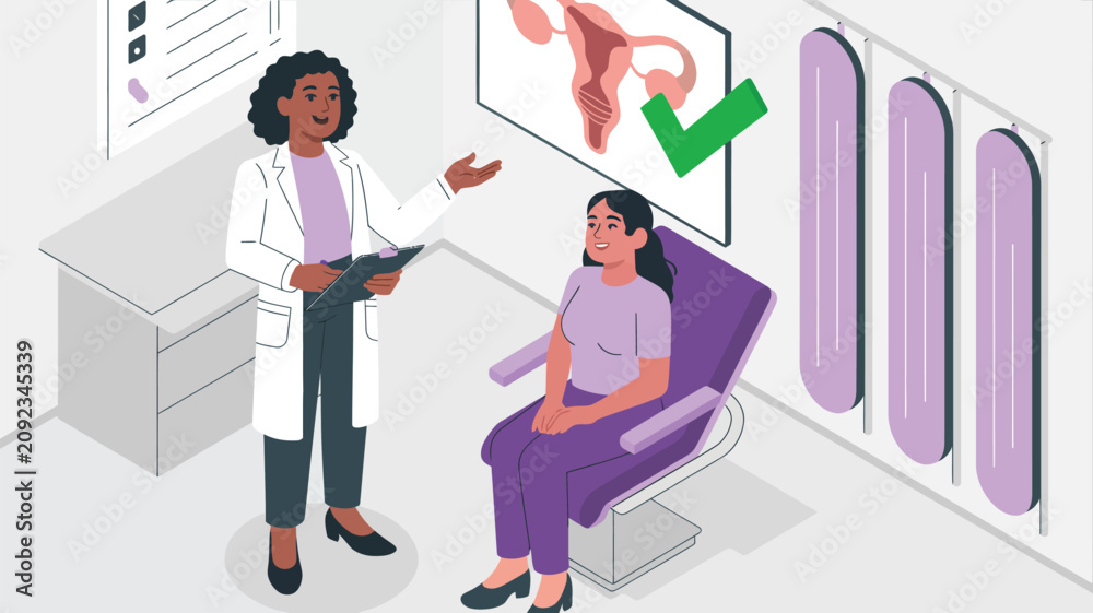 Obraz premium Female doctor and patient discussing womens reproductive health during a medical checkup in clinic