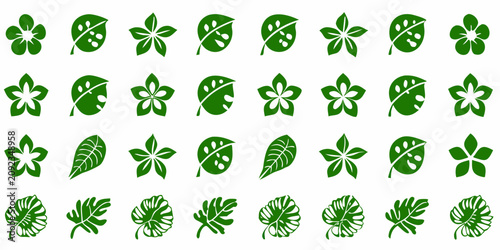 Картината върху платно Green Leaf Designs Pattern A Collection Of Botanical Silhouettes