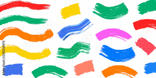 Colorful brush strokes pattern on a white background