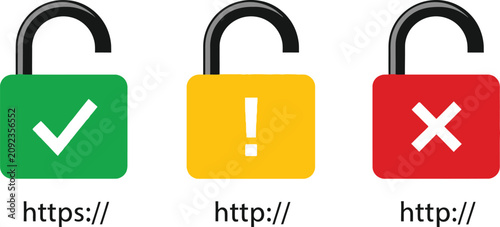 Photos Vector lock icons for secure and insecure website status indicators