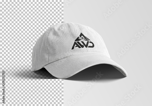 Fully Editable Cap Mockup Isolated on White with Shadows