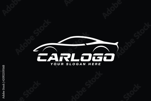 Schilderij op canvas car logo roofline and wheel arch outline vector emblem
