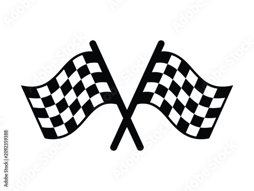 Tableau sur toile racing checkered flag crossed poles finish line racing emblem vector