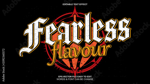 Photos Gothic fearless flavour editable text effect vector, vintage grunge blackletter