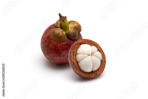 Fresh Mangosteen Fruit Isolated On White Background