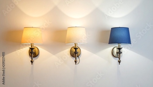 Three wall lamps showing cool, neutral, and warm light tones, symbolizing contrast, ambiance, and emotional influence through illumination.