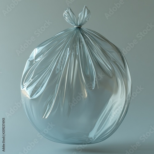 A clear plastic bag sways gently catching soft light and creating a tranquil atmosphere