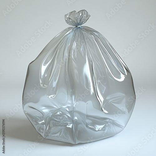 Clear trash bag sits empty ready to collect waste and help keep the environment clean