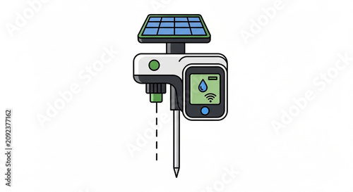 Solar Powered Smart Soil Moisture Sensor with Wireless Connectivity Illustration