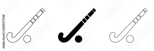 Canvas Print Field hockey stick and ball icons in outline and solid styles