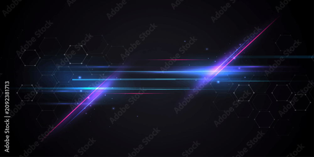 Fototapeta premium Abstract Blue Glowing Light Wave Background with Digital Energy Motion and Futuristic Technology Effects Illustration