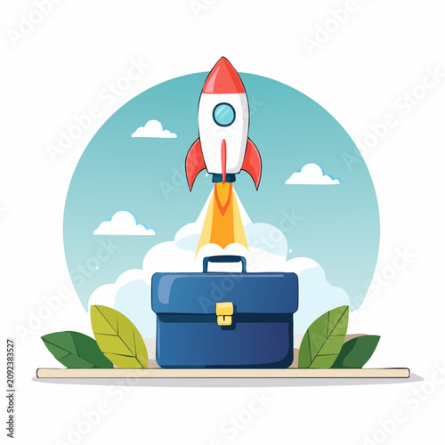 Rocket Launching from Briefcase - AI Generated