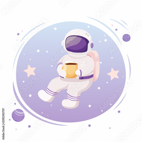 Astronaut Sitting with Coffee in Space - AI Generated
