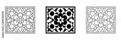Fotografie Intricate floral motif in three distinct artistic styles for design inspiration