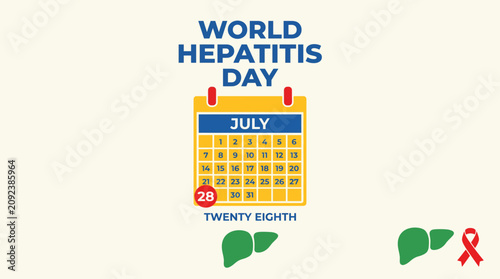 Cuadro en lienzo World Hepatitis Day Calendar July Twenty Eighth Minimalist Poster Template